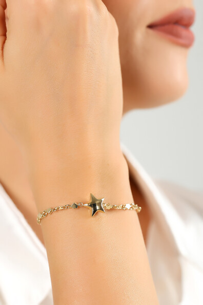 14 Ayar Altın Yıldız Bileklik