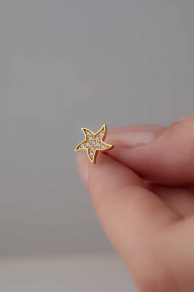 14 Ayar Altın Yıldız Küpe
