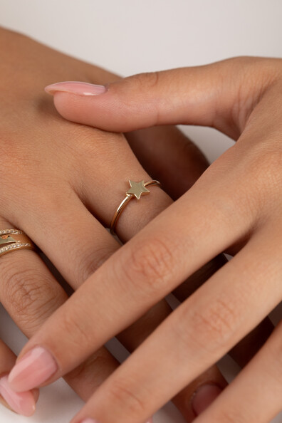 14 Ayar Altın Yıldız Yüzük