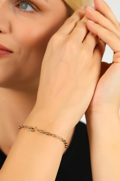 14 Ayar Altın Yıldız  Zincir Bileklik