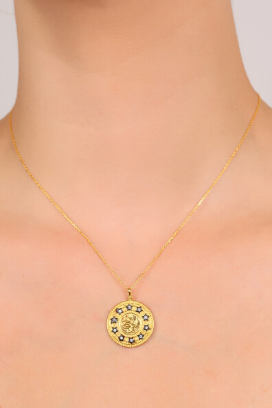 14 Ayar Altın Yıldızlı Tuğra Kolye