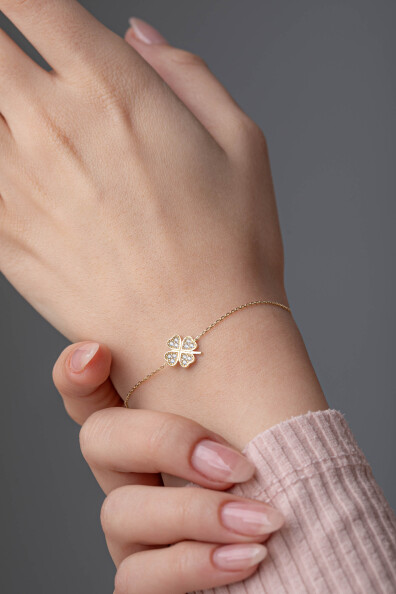 14 Ayar Altın Yonca Bileklik