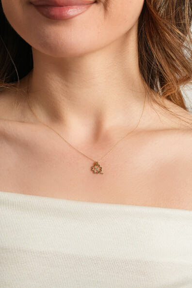 14 Ayar Altın Yonca Kolye