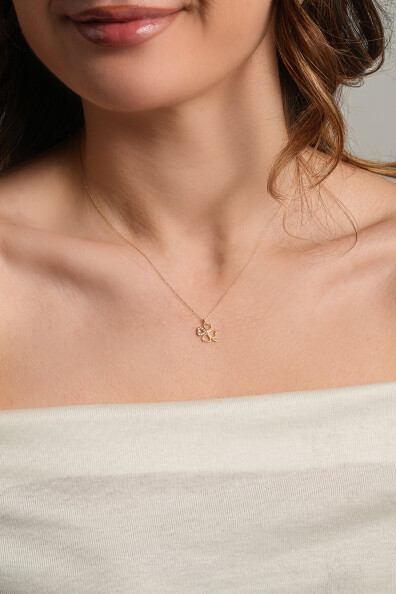 14 Ayar Altın Yonca Kolye