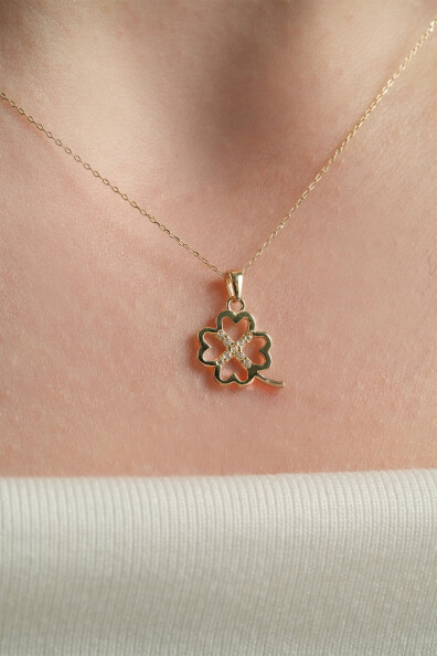 14 Ayar Altın Yonca Kolye