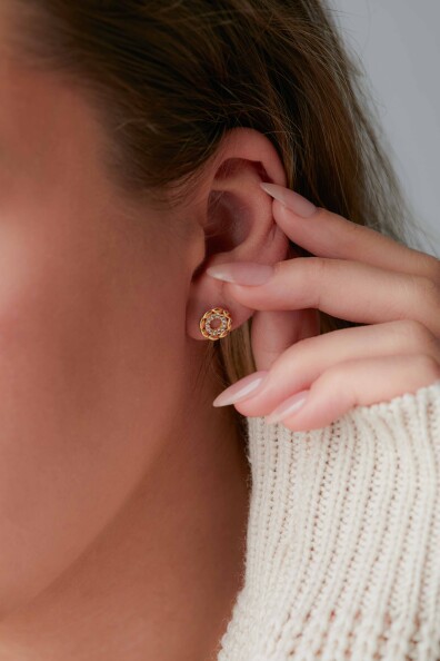 14 Ayar Altın Yuvarlak Küpe