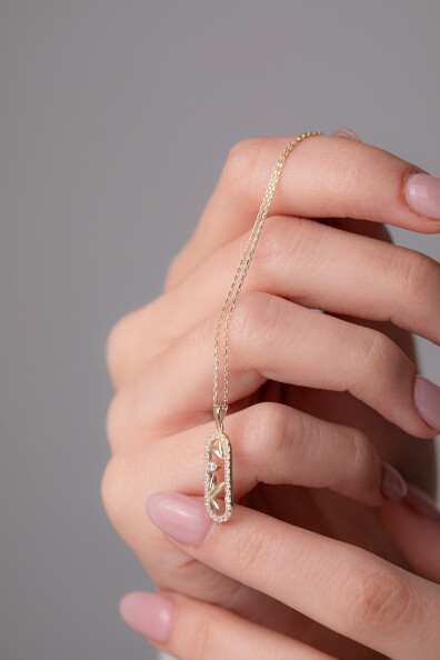 14 Ayar Altın Zeytin Dalı Kolye