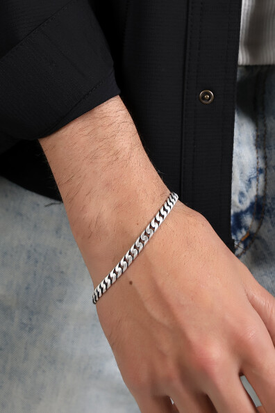 Gümüş 12mm Gurmet Erkek Bileklik