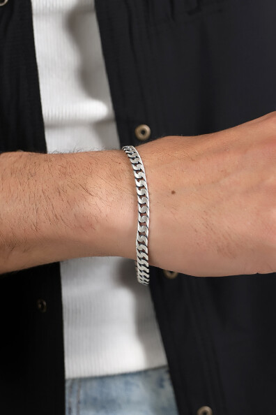 Gümüş 12mm Gurmet Erkek Bileklik