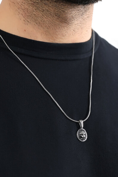 Gümüş Aslan Figürlü Kolye Ucu