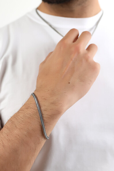 Gümüş Ezme Tilki Kuyruğu Erkek Bileklik