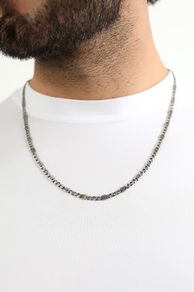 Gümüş Figora Desenli Atlamalı Erkek Kolye 