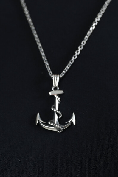 Gümüş Gemi Çapası Erkek Kolye Ucu  