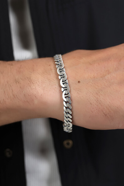 Gümüş Gurmetli Çapa Erkek Bileklik