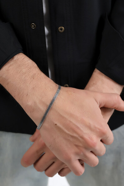 Gümüş İtalyan Hasır Erkek Bileklik