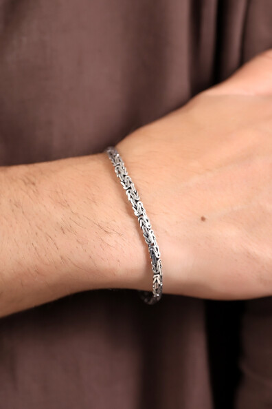 Gümüş İtalyanKöşeli Kral Zincir Bileklik