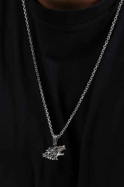 Gümüş Kurt Figürlü Kolye Ucu 