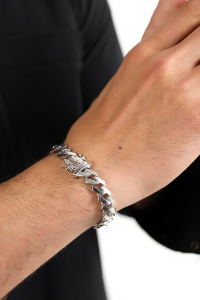 Gümüş Orijinal Beyaz Monaco Unısex Bileklik