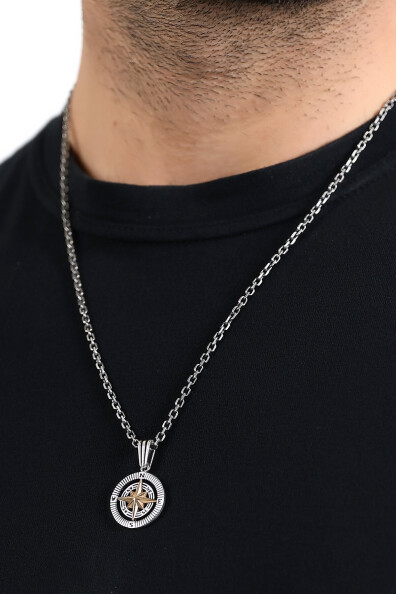 Gümüş Pusula Kolye Ucu 