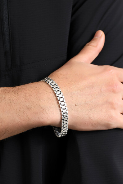 Gümüş Saat Zinciri Erkek Bileklik