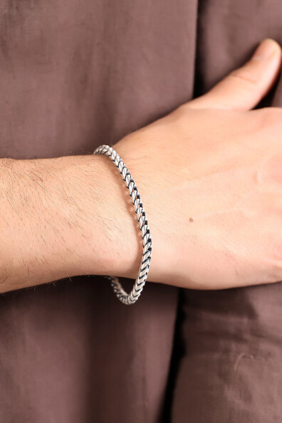 Gümüş Sümer Oksitli Erkek Bileklik