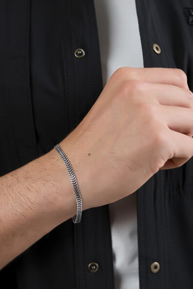 Gümüş Tilki Kuyruğu Erkek Bileklik