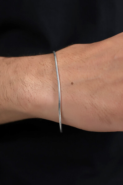 Gümüş Yılan Modelli Erkek Bileklik