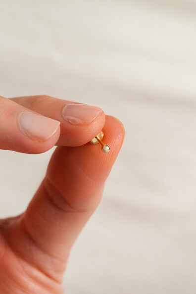 14 Ayar Altın Cilalı Top Küpe