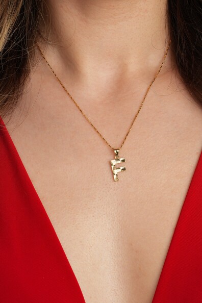 14 Ayar Altın F Harfi Kolye Ucu