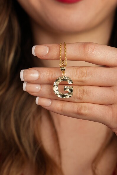 14 Ayar Altın G Harfi Kolye Ucu