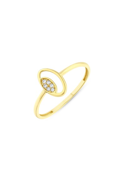 14 Ayar Altın Işıltılı Oval Minimal Yüzük
