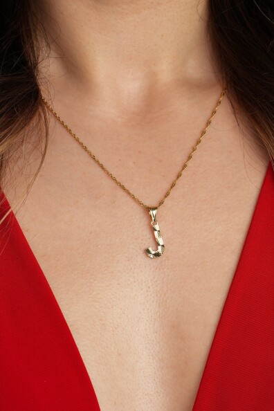 14 Ayar Altın J Harfi Kolye Ucu