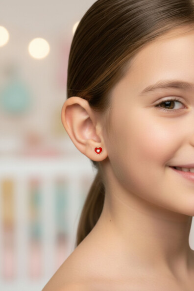 14 Ayar Altın Kalp Çocuk Küpe