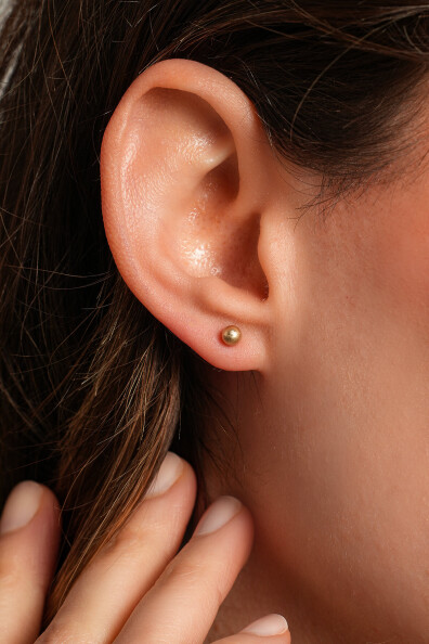 14 Ayar Altın Kumlu Top Küpe