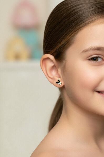 14 Ayar Altın Mickey Mouse Çocuk Küpe