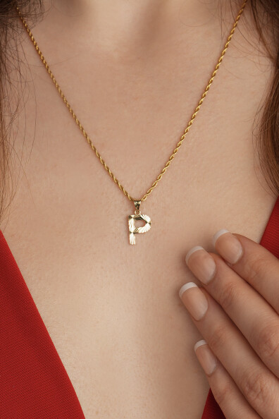 14 Ayar Altın P Harfi Kolye Ucu