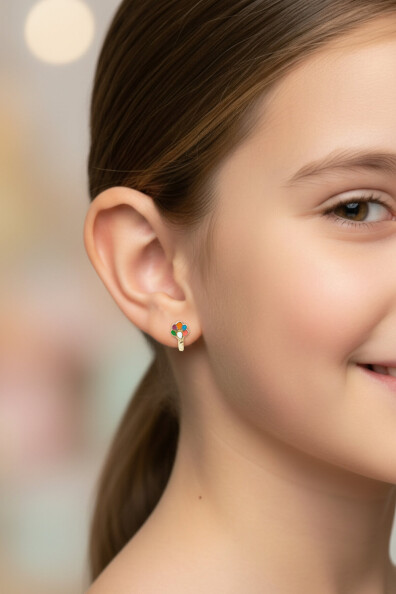 14 Ayar Altın Pati Çocuk Küpe