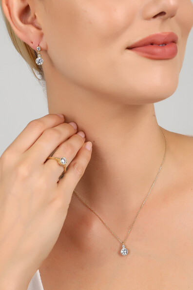 14 Ayar Altın Tektaş Set