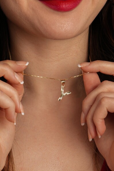 14 Ayar Altın Y Harfi Kolye Ucu