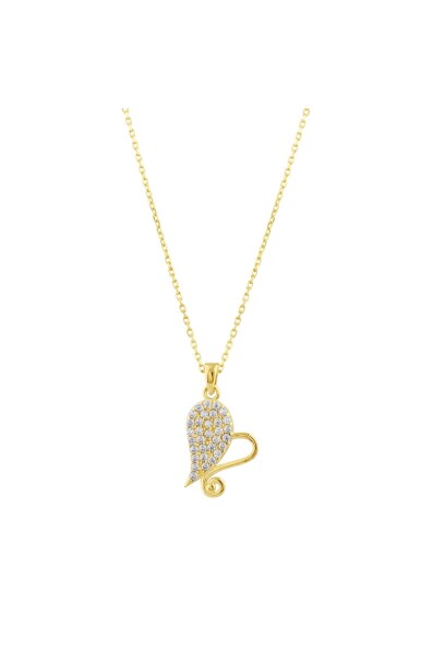 14 Ayar Altın Yarı Taşlı Kalp Kolye