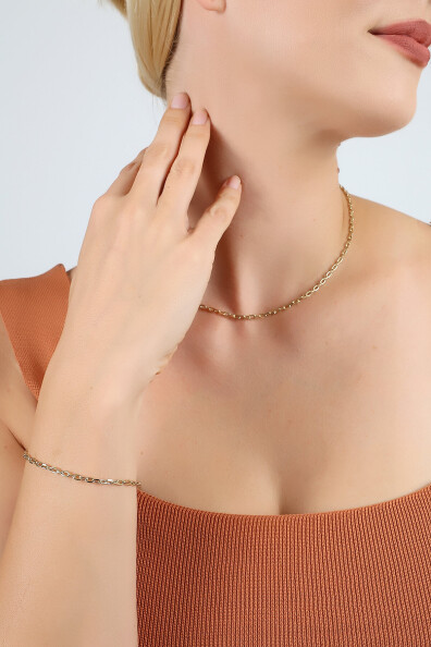 14 Ayar Altın Zincir Set