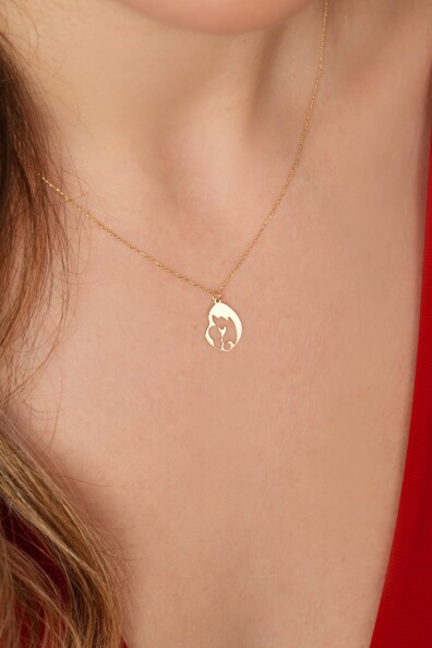 14 Ayar Altın Anne Çocuk Kolye