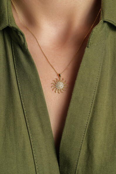 14 Ayar Güneş Kolye