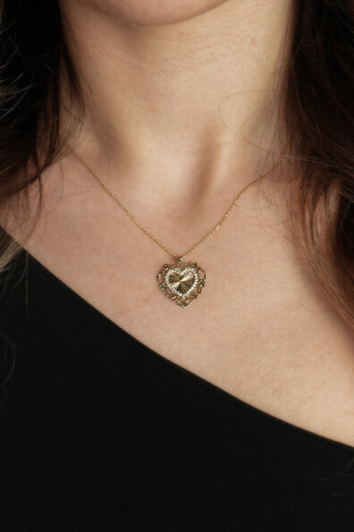 14 Ayar Kalemli Kalp Kolye