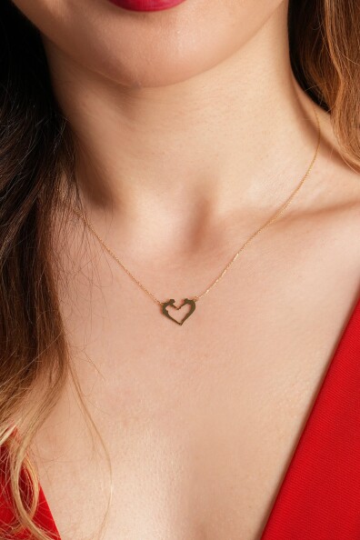 14 Ayar Kalp Kolye