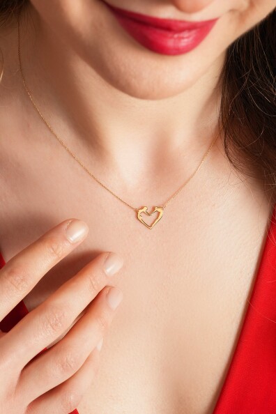 14 Ayar Kalp Kolye