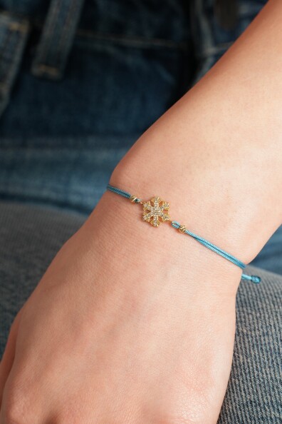 14 Ayar Altın İpli Kar Tanesi Bileklik