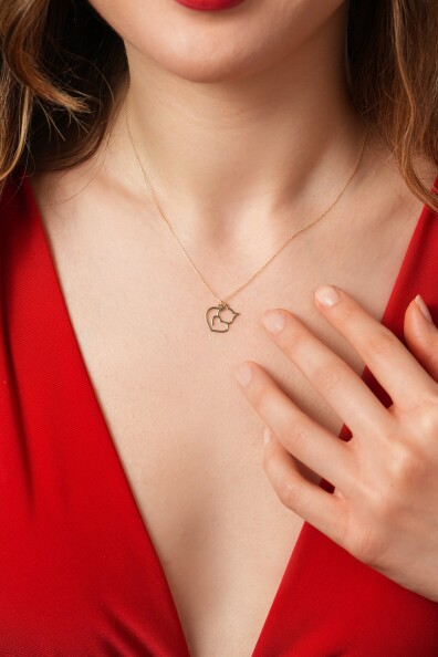 14 Ayar Altın Kedi Kolye