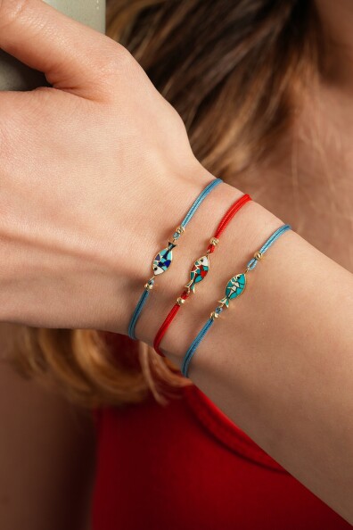 14 Ayar Altın İpli Nazar Boncuğu Bileklik