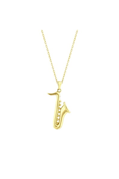 14 Ayar Saksafon Kolye